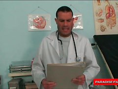 Horny doctor penetrating his patients pussy