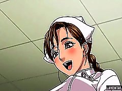Seni grandi l'infermiere Hentai porno ottiene la sua figa pompata