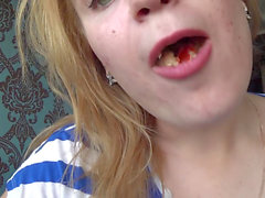 Chewing food, chewing food fetish, femdom chewed dirty food eating