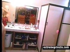 My Bathroom spycam caught sexy milf Julia