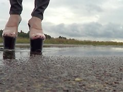 wet feet and wet stripper high heels