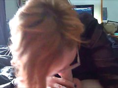 Nerd teen chick sucking his cock - POV