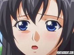 Anime брюнетка с большой синицы получает ударил твердый и получает Д. П.