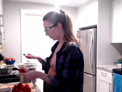 Blonde Babe on her Naked Cooking Show