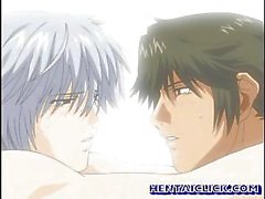 Anime boy homosexuales conduce su amigo gallo