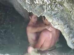 Couple capturados de merda se na praia