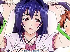 Bebê hentai titted grande por cima fica fondled