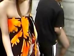 Asian Pervs swap their Japanese girlfriends in public