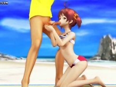 Hentai Mignon de Teenie lecture avec robinet sur la plage de