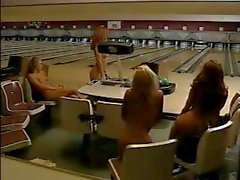 Jacqueline Lovell and other busty babes go bowling in the nude