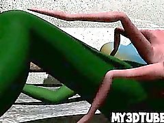 3D quente criancinha alienígenas começa fodido duramente por uma aranha