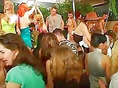 Bailando atractiva con el las mujeres y pedazos