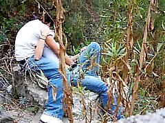 Pareja cogido jodido dentro del bosque