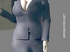Un calcetín busty prostituta de Hentai de 3D proporciona BJ