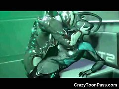 3D Alien de filles ravagé par sur les étrangers et les humains !