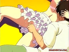 Japanese hentai fingering pussy and licking tits