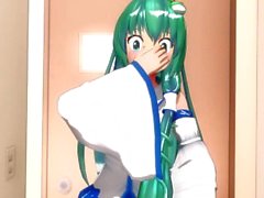 Sanae Kochiya. (Mamada del cuarto de baño)