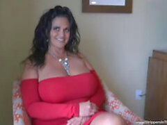 Пышная брюнетка в сексуальном, красном платье стонает во время удара в гостиничном номере (NEW! 27 января 2022) - SunPorno
