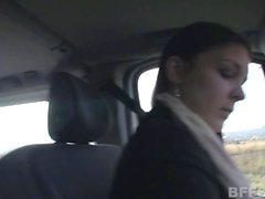 Blonde and brunette fucked in the van