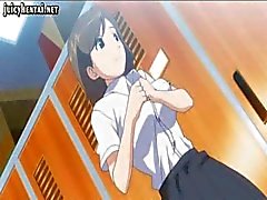 Brunette busty de hentai enfant sont de se foré fort dans le vestiaire